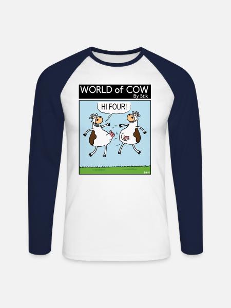 HI FOUR! - Unisex Long Sleeve Baseball T-Shirt - white/navy