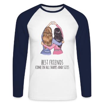 Gift girlfriend. Gift for best friend - Unisex Long Sleeve Baseball T-Shirt - white/navy - Front - Nik (191cm)
