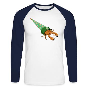 Cône d’école de bernard-l’ermite - T-shirt baseball manches longues Homme - blanc/marine - Devant - Nik (191cm)