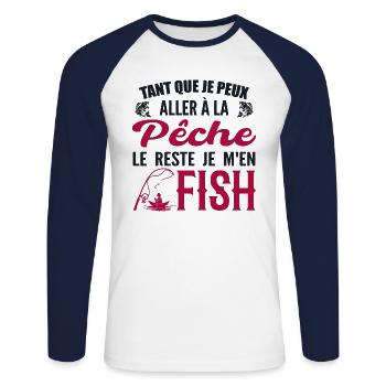 Wenn ich angeln gehen kann, fische ich den Rest - Unisex Baseballshirt langarm - Weiß/Navy - Vorne - Nik (191cm)