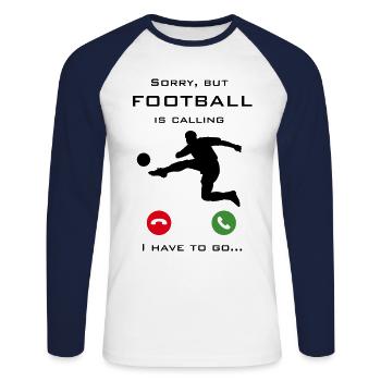 Football is calling - Unisex Long Sleeve Baseball T-Shirt - white/navy - Front - Nik (191cm)