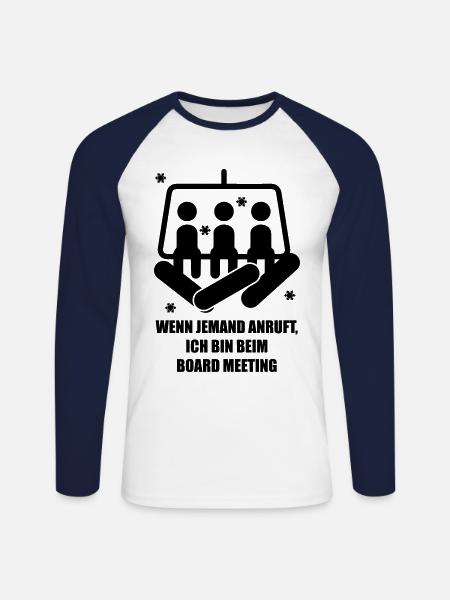 snowboard - Unisex Long Sleeve Baseball T-Shirt - white/navy