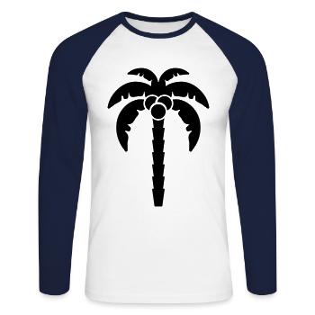 palme icon symbol - T-shirt baseball manches longues Homme - blanc/marine - Devant - Nik (191cm)