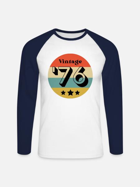 millésime 1976 - T-shirt baseball manches longues Homme - blanc/marine