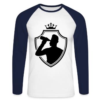 boire un blason - T-shirt baseball manches longues Homme - blanc/marine - Devant - Nik (191cm)