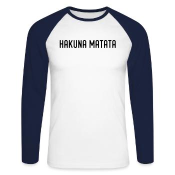HakunaMatata kein Problem - Unisex Baseballshirt langarm - Weiß/Navy - Vorne - Nik (191cm)