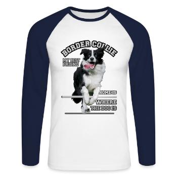 Border Collie - Agilite - Beste Hunde - Unisex Baseballshirt langarm - Weiß/Navy - Vorne - Nik (191cm)