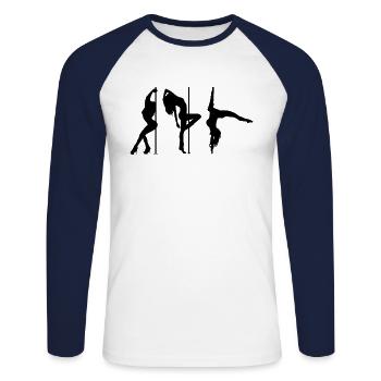 Pole Dance Pole Danse Danse pole dancing - T-shirt baseball manches longues Homme - blanc/marine - Devant - Nik (191cm)