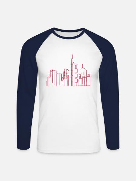 Frankfurt Skyline - Unisex Long Sleeve Baseball T-Shirt - white/navy