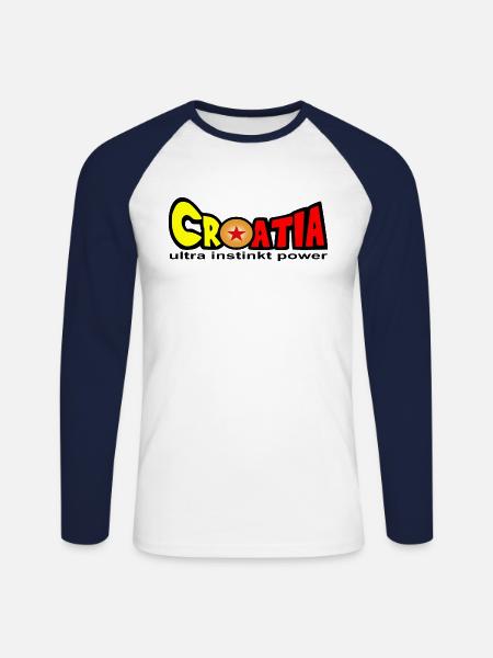 Croatia in Dragonball Design - Unisex Long Sleeve Baseball T-Shirt - white/navy