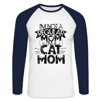 i'm not a regular mom i'm a cat mom - Unisex Long Sleeve Baseball T-Shirt - white/navy - Front - Nik (191cm)