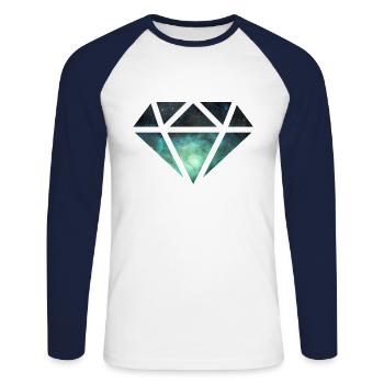 Pierres précieuses diamant - T-shirt baseball manches longues Homme - blanc/marine - Devant - Nik (191cm)