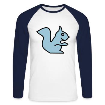 squirrel - Unisex Baseballshirt langarm - Weiß/Navy - Vorne - Nik (191cm)