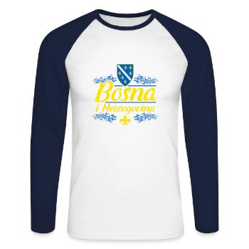Bosna i Hercegovina Bosnie - T-shirt baseball manches longues Homme - blanc/marine - Devant - Nik (191cm)