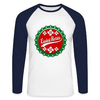 Euskal Herria Pays Basque - T-shirt baseball manches longues Homme - blanc/marine - Devant - Nik (191cm)