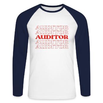 Auditor Examiner Checker Auditor Inspector - Unisex Long Sleeve Baseball T-Shirt - white/navy - Front - Nik (191cm)