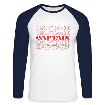 Capitaine Leader Commandant en chef Officier en chef - T-shirt baseball manches longues Homme - blanc/marine - Devant - Nik (191cm)