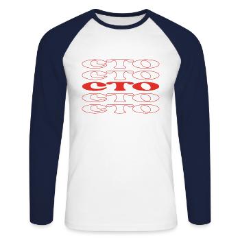 Directeur technique Directeur de la technologie Chef de la technologie - T-shirt baseball manches longues Homme - blanc/marine - Devant - Nik (191cm)