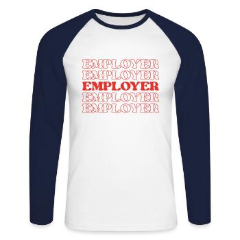 Leitender Vorgesetzter des Arbeitgebers - Unisex Baseballshirt langarm - Weiß/Navy - Vorne - Nik (191cm)