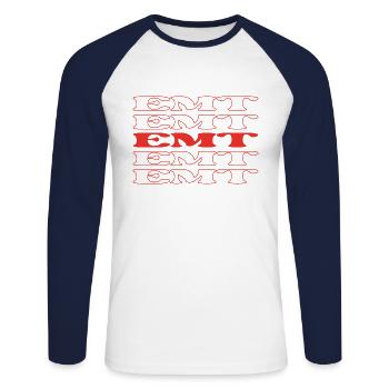 ambulancier paramédical ambulancier technicien médical d’urgence Medic - T-shirt baseball manches longues Homme - blanc/marine - Devant - Nik (191cm)
