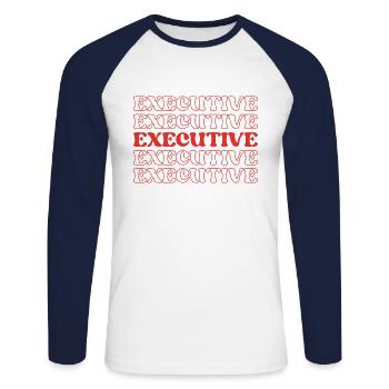 Executive Leader Chief Head Supervisor Manager - Unisex Long Sleeve Baseball T-Shirt - white/navy - Front - Nik (191cm)