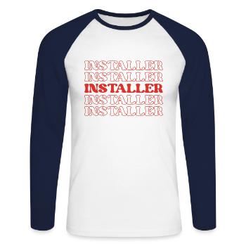 Installateur Techniker Monteur Monteur Fixierer - Unisex Baseballshirt langarm - Weiß/Navy - Vorne - Nik (191cm)