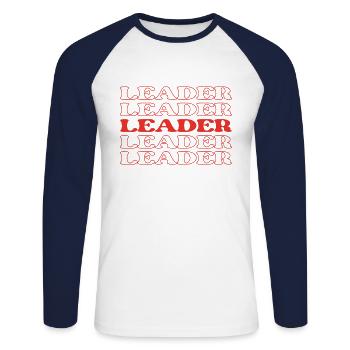 Leader Chef Superviseur Gestionnaire - T-shirt baseball manches longues Homme - blanc/marine - Devant - Nik (191cm)