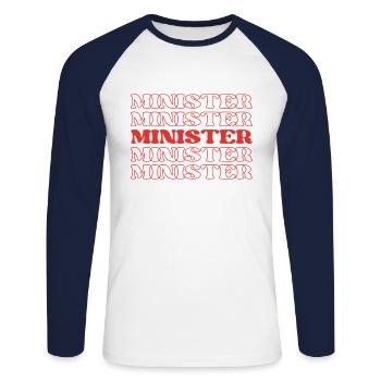 Minister Clergyman Pastor Preacher Priest - Unisex Long Sleeve Baseball T-Shirt - white/navy - Front - Nik (191cm)
