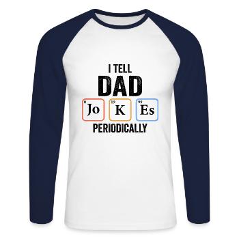 Ich erzähle Papa regelmäßig Witze - Unisex Baseballshirt langarm - Weiß/Navy - Vorne - Nik (191cm)