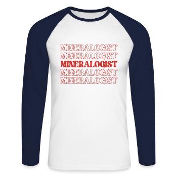 Minéralogiste Expert en minéraux Minéralologue - T-shirt baseball manches longues Homme - blanc/marine - Devant - Nik (191cm)