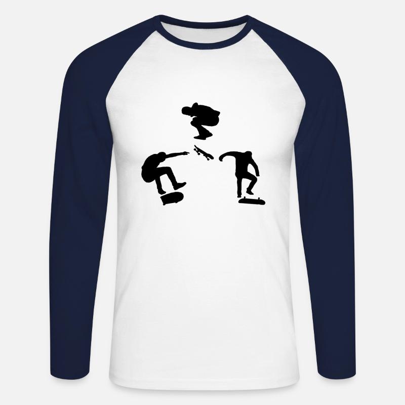 Skateboard Tricks - Unisex Baseballshirt langarm - Weiß/Navy