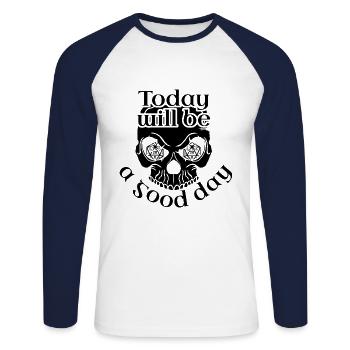 Glücksbringer für Rollenspieler - Unisex Baseballshirt langarm - Weiß/Navy - Vorne - Nik (191cm)