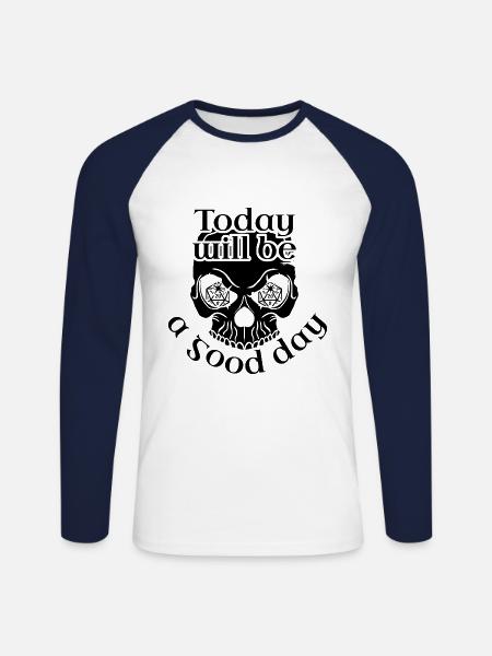 Glücksbringer für Rollenspieler - Unisex Baseballshirt langarm - Weiß/Navy