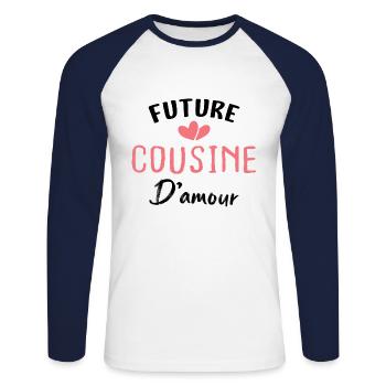 future cousine d'amour - T-shirt baseball manches longues Homme - blanc/marine - Devant - Nik (191cm)