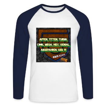 Affen, Titten, Turbo....!!! - Club WoW - Unisex Baseballshirt langarm - Weiß/Navy - Vorne - Nik (191cm)
