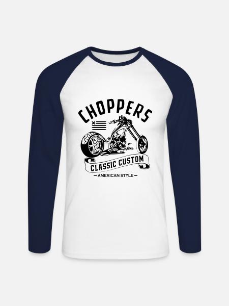 Chopper Classic Custom - Unisex Long Sleeve Baseball T-Shirt - white/navy