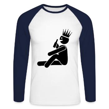 Drinking Drinking Man Symbol - Unisex Long Sleeve Baseball T-Shirt - white/navy - Front - Nik (191cm)