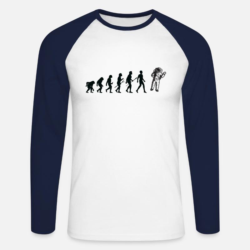 Evolution Spatial - Unisex Long Sleeve Baseball T-Shirt - white/navy