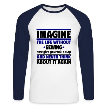 Imaginez une vie sans couture - T-shirt baseball manches longues Homme - blanc/marine - Devant - Nik (191cm)