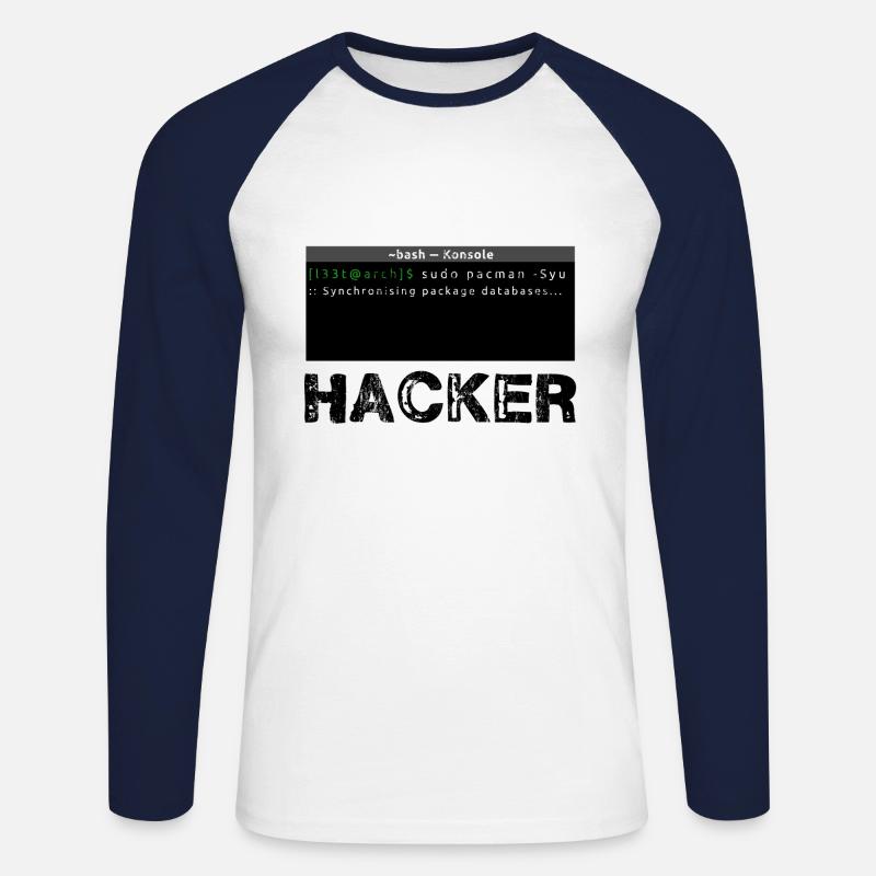 Hacker Linux - Unisex Long Sleeve Baseball T-Shirt - white/navy