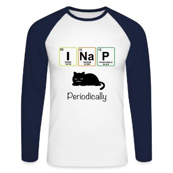 I Nap Cat Periodic Table Teacher T Shirt Gift - Unisex Long Sleeve Baseball T-Shirt - white/navy - Front - Nik (191cm)