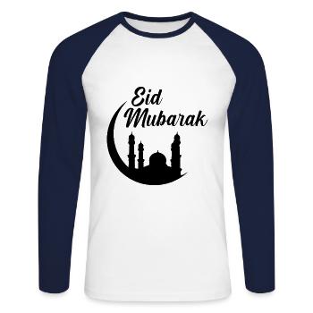Eid Mubarak Islam Muslim Ramadan Mubarak Gift - Unisex Long Sleeve Baseball T-Shirt - white/navy - Front - Nik (191cm)