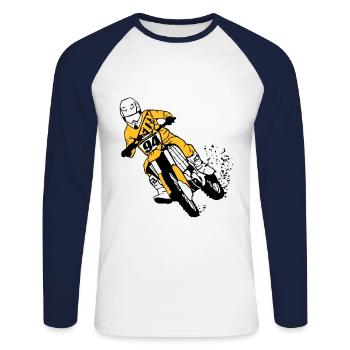 Moto Cross - Unisex Baseballshirt langarm - Weiß/Navy - Vorne - Nik (191cm)