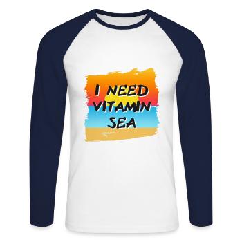 I need vitamin sea - Unisex Long Sleeve Baseball T-Shirt - white/navy - Front - Nik (191cm)