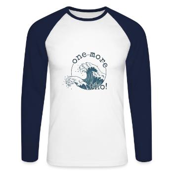 Encore une vague ! Vibrations de surf de vagues japonaises - T-shirt baseball manches longues Homme - blanc/marine - Devant - Nik (191cm)