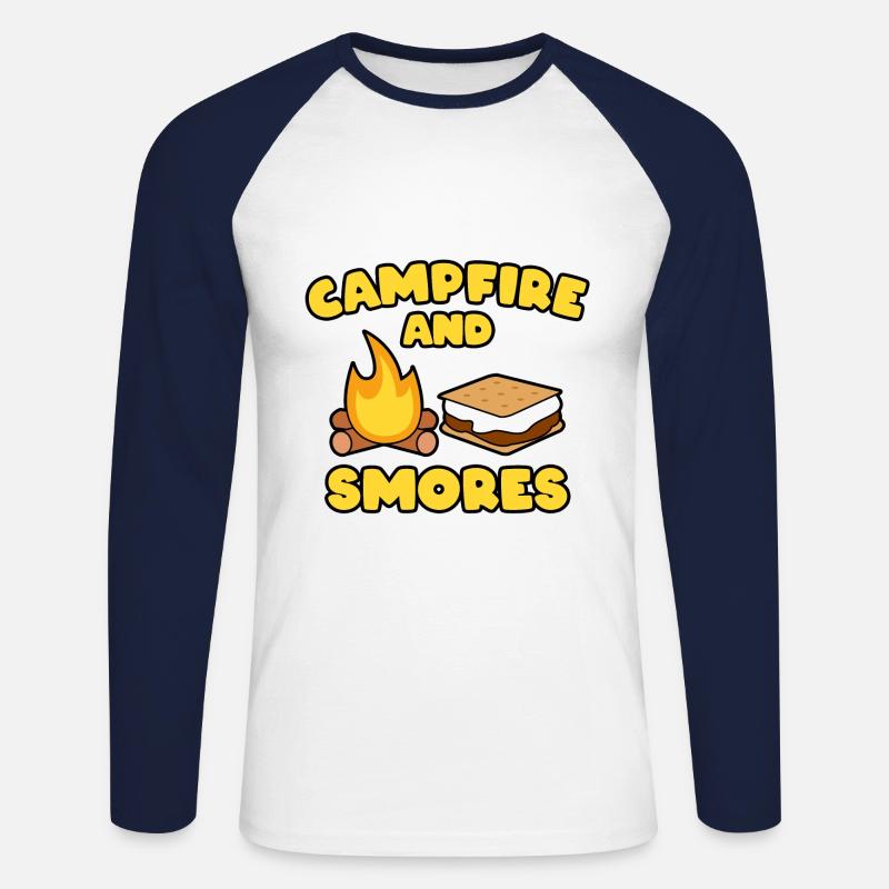 CAMPFIRE & SMORES - Unisex Baseballshirt langarm - Weiß/Navy