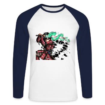 SCAN0992 - Unisex Long Sleeve Baseball T-Shirt - white/navy - Front - Nik (191cm)