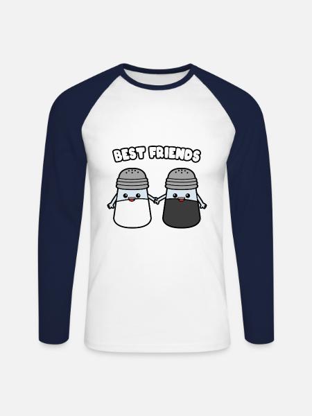 SALT PEPPER - Unisex Long Sleeve Baseball T-Shirt - white/navy