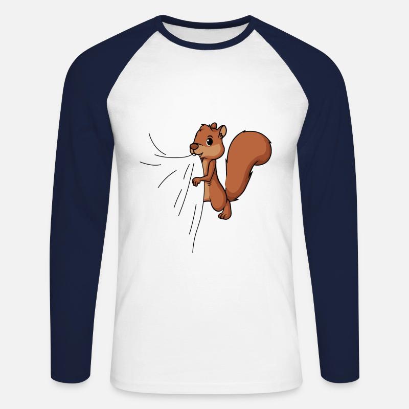 Eichhörnchen beißt Hungriges Eichhörnchen frisst - Unisex Baseballshirt langarm - Weiß/Navy