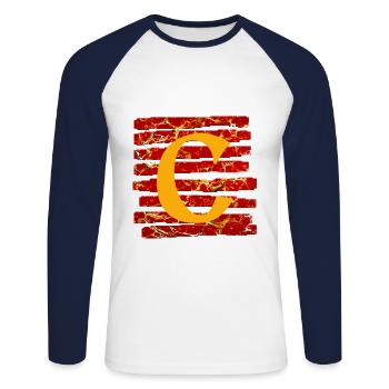 bande e 232 c - T-shirt baseball manches longues Homme - blanc/marine - Devant - Nik (191cm)